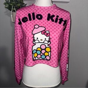 Hello Kitty x Shein Pink Cropped Long Sleeve Shirt Top‎ Extra Small Crop Top